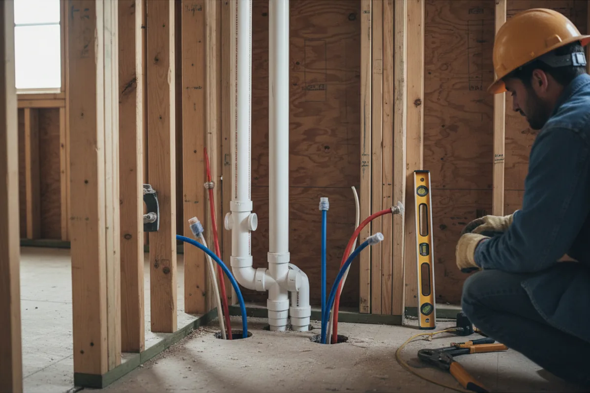 Drain and supply rough-in during Garbage Disposal Repair in Langley